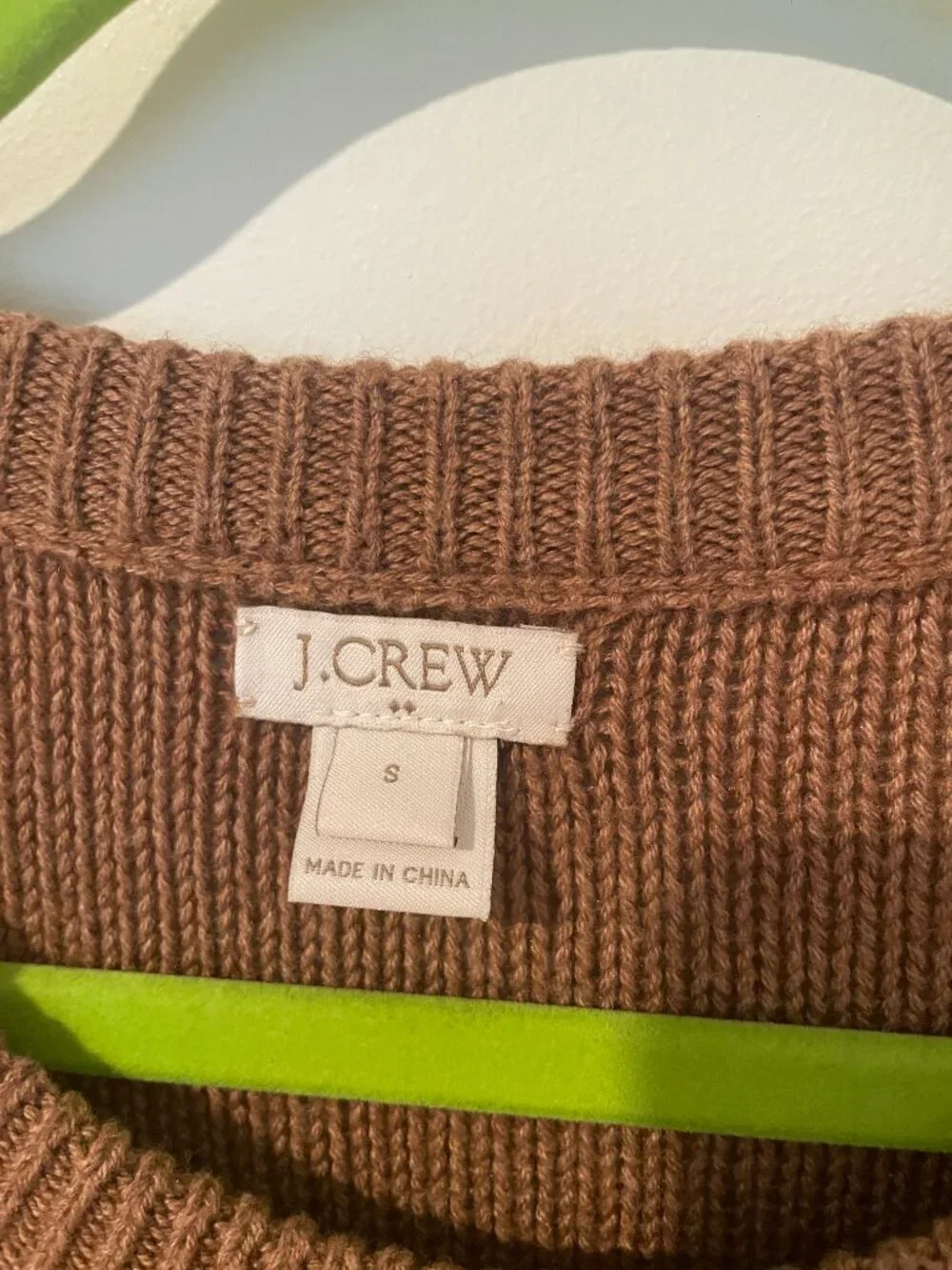 J. Crew khaki chunky cableknit cotton and woolblend sweater